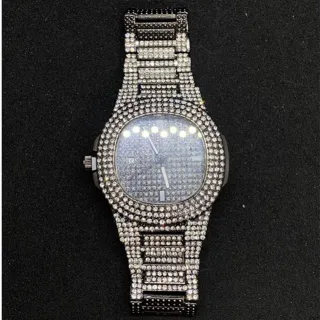 Strass Masculino Relógio Com - Gold