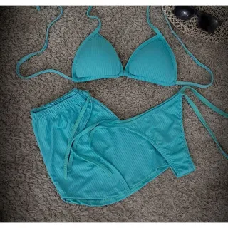 Shortinho malha canelada com biquini - ROSA BB