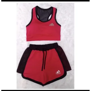 Moda Academia Conjunto Fitness Feminino Top e Shorts - Azul Preto