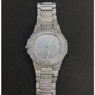 Strass Masculino Relógio Com - Gold