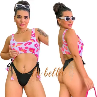 Anitta Biquíni Gringo Fio Dental Argola Lateral - Anita Pink Texturizado