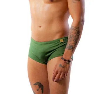 Fashion Power sunga masculina verde militar média