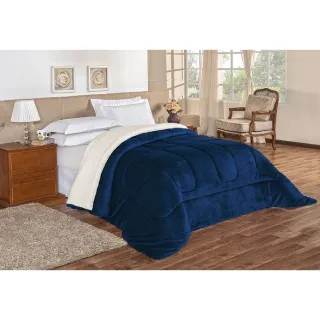 Manta Sherpa Dupla Face Peludinho Casal Queen Cobertor Edredom - Coberdrom Sherpa Cinza