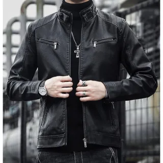 Pronta Entrega Jaqueta Masculina Couro Executivo Elegante Resistente Slim Luxo - Preto