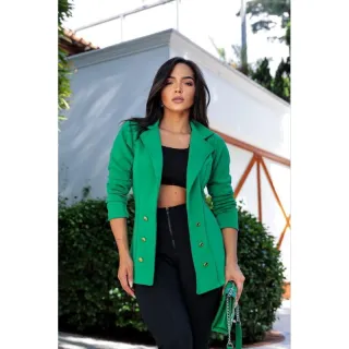 Casaco Social Feminino em Neoprene com Botões - Blazer Social - Vinho