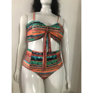 Lançamento Biquíni Feminino Oncinha Animal Print, cintura alta com Laço - 04