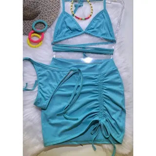 Saia drapeada frontal e biquíni - Lilás