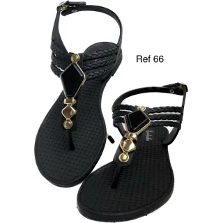 Rasteirinha feminina lirio star sandália - 3 tira I I preto