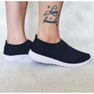 Tênis feminino meia para caminhada, academia e lazer - Nude