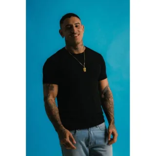 Camiseta Masculina Canelada Americana para o dia a dia - Preto