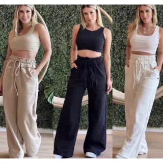 Pantalona Feminina em Moletom - Preto