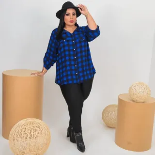Promoção Camisa Xadrez Plus Size Feminina - Últimas peças - G3 (54 - 56)