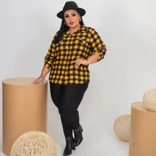 Promoção Camisa Xadrez Plus Size Feminina - Últimas peças - G3 (54 - 56)