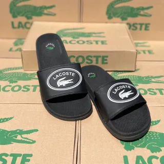 Sandália slide Lacoste unissex, modelo nuvem croco REF: 01 - Branco-Verde