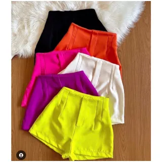 Short Zara Cintura Alta Alfaiataria - Vermelho