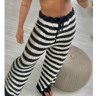 Saida de Praia Crochê Tricô Listrada Feminina - Verão Blogueira - beje/laranja