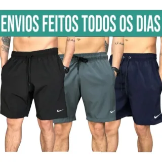Short masculino esporte academia tactel com logo refletivo - Azul