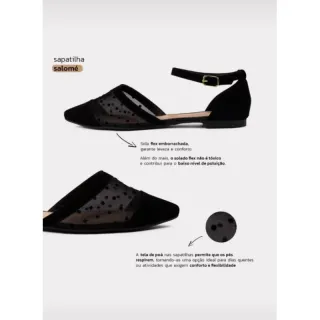 Sapatilha Preta Salome Feminina - Conforto e Estilo - Preta