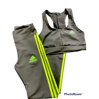 Top Suplex Academia e Conjunto Calça Legging com 3 listras - Verde