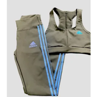 Top Suplex Academia e Conjunto Calça Legging com 3 listras - Verde