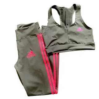 Top Suplex Academia e Conjunto Calça Legging com 3 listras - Verde