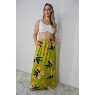 Moda Evangélica - Saia Longa Feminina com Fenda Lateral e Bolso - 49