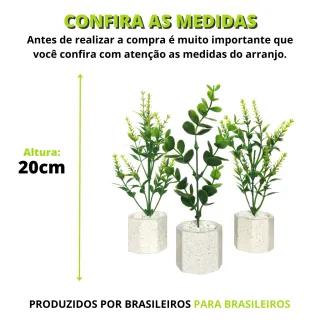 Vasinhos Decorativos com Plantas Artificiais - Aparência Natural 20cm - Único