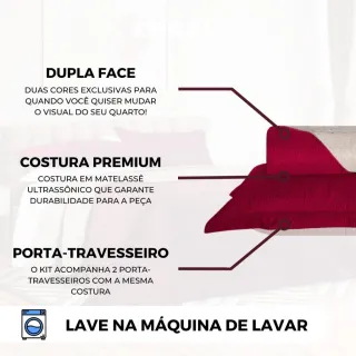 Colcha Dupla Face Macia Luxo Casal Queen King - Rosa