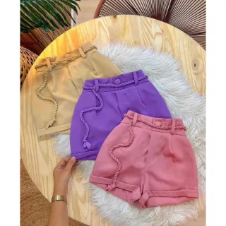 Short Feminino Premium de Alfaiataria com Amarração - Acabamento e Qualidade Excelentes - Nude