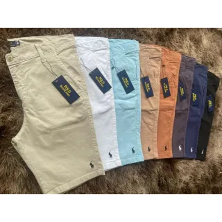 Bermuda Polo Sarja Lavada Elastano Perfumada - Preto