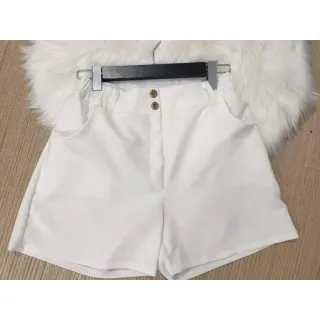 Moda Verão Feminino: Shorts Alfaiataria Cintura Alta - Novidade Botão - Lilás