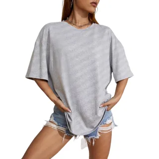 Camiseta Lisa Feminina Oversized - Cores Variadas - Cinza