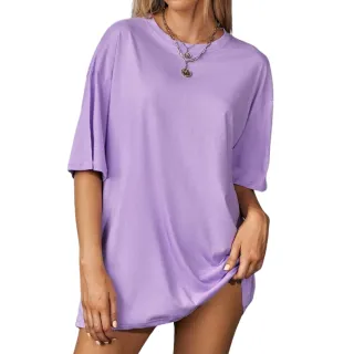 Camiseta Lisa Feminina Oversized - Cores Variadas - Cinza