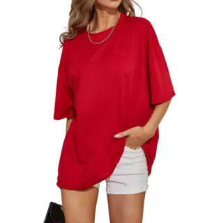 Camiseta Lisa Feminina Oversized - Cores Variadas - Cinza