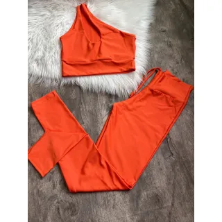 Calça Legging e Top de Um Ombro - Conjunto Fitness - Zebra