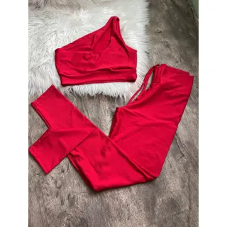 Calça Legging e Top de Um Ombro - Conjunto Fitness - Zebra