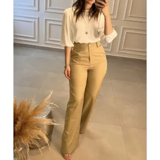 Blusa social básica feminina manga princesa crepe 3/4 Tamires - Pink