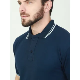 Camisa Polo Listra Piquet Masculina Lisa Básica - Kit 2 - preto+cinza claro