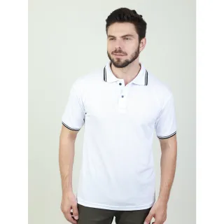 Camisa Polo Listra Piquet Masculina Lisa Básica - Kit 2 - preto+cinza claro