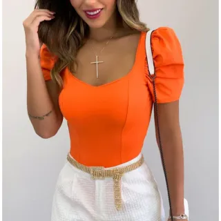 Blusinha Cropped Feminina com Manga Princesa Bufante e Bojo - Alicia Suplex Premium - Indisponivel 1