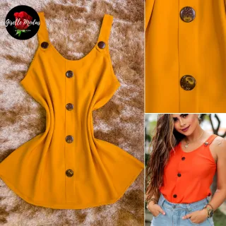 Blusa Estampada Feminina Alça Grossa - Modelo Verão - Vermelho Coral (Lisa)