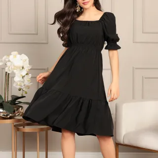 Vestido Midi Feminino Ombro a Ombro | Modelo Elegante e Versátil - MIdi liso bandeira