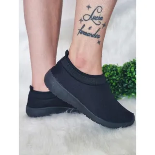 Tênis feminino meia para caminhada, academia e lazer - Nude