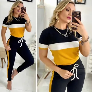 Conjunto Feminino Blusa e Calça Diversas Cores (36 ao 48) - Estampado Rosado