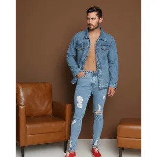 Masculina Jaqueta Jeans - JEANS ESCURO