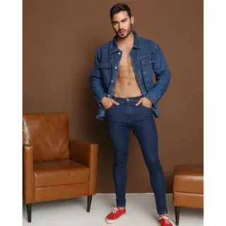 Masculina Jaqueta Jeans - JEANS ESCURO