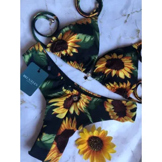 Promoção Biquini Fio Duplo com Busto Cortininha e Bojo Removível - vermelho canelado