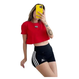 Academia Retro Feminino - Short 3 stripes Esporte - Preto