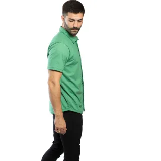 Moda Praia Verão Camisa Masculina Botão Slim Malha Ecológica - Militar