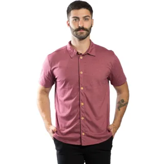 Camisa Sustentável Preta Masculina de Botão em Malha - Azul